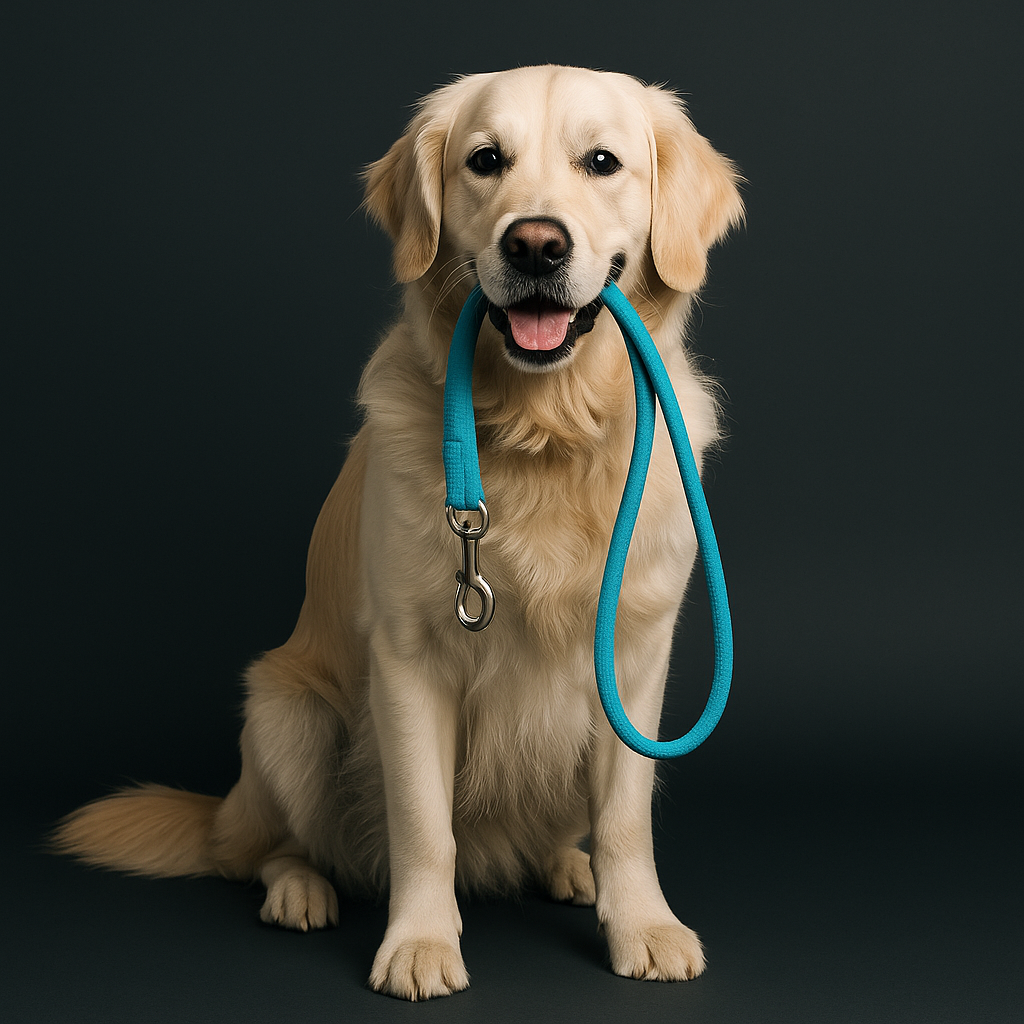 Dog with leash